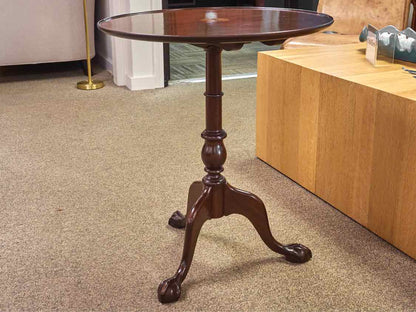 Inlaid Mahogany Tilt-Top Pedestal Accent Table