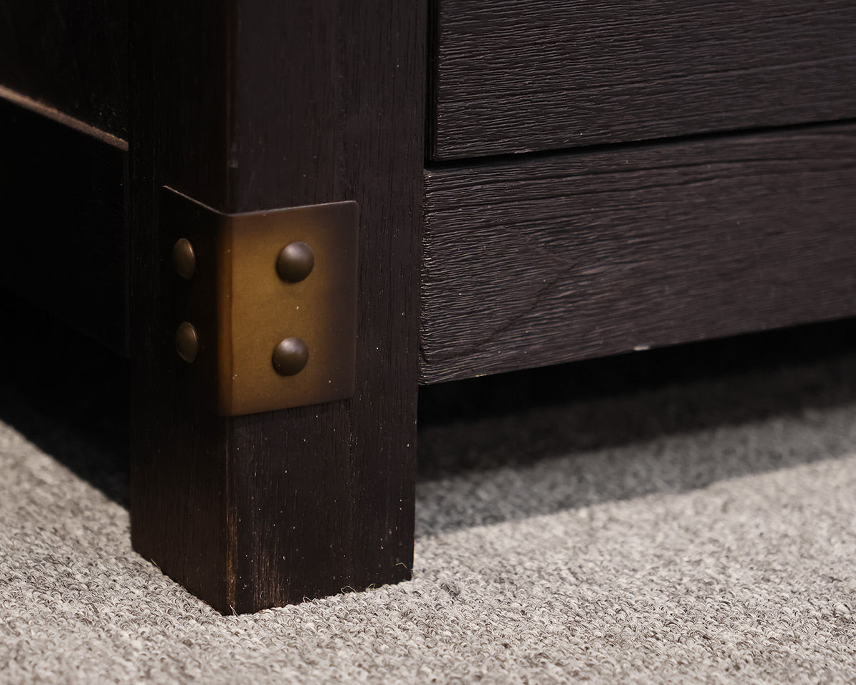 Arhaus Telegrah 4-Drawer Tall File Cabinet in Ebony Finish with Brass Hardware