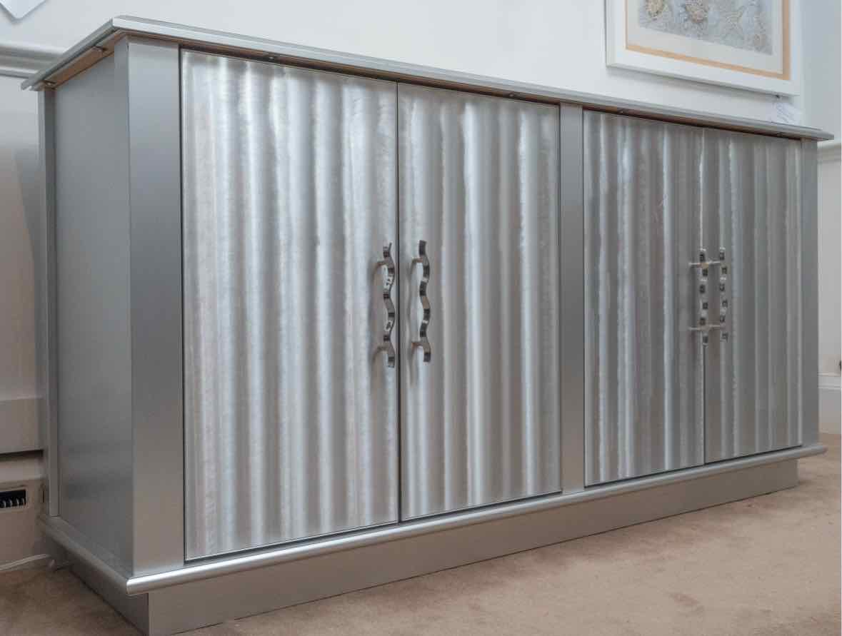 Buffet Globe Silver Finish 4 Metal  Door  Sideboard