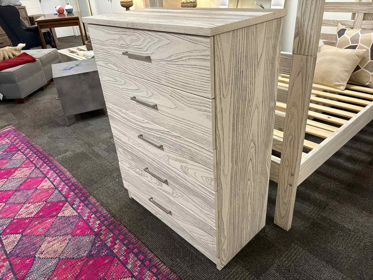 Rustic Whitewashed 5-Drawer Chest