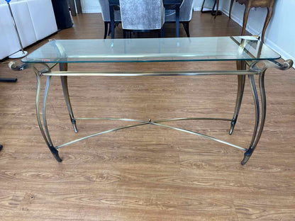 La Barge Brass and Glass Console