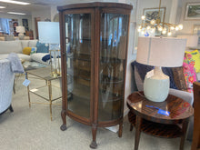 Vintage Oak Display Cabinet with Curved Glass