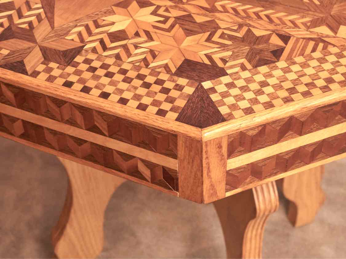 Inlaid Octagon Shape Game Accent Table