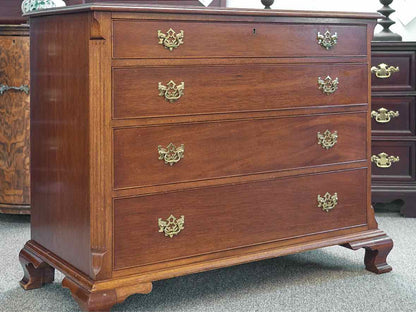 Mahogany 4 Drawer Chest with Brass Chippendale Hardware Pulls