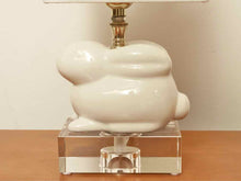 White Bunny Lamp With White Linen Shade