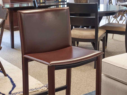 Set of 2 Filippo Sibau & Co Brown Leather Wrapped Counter  Stools