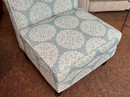 Accent Upholstered Chair In Aqua & Cream Design Espresso Finish Legs