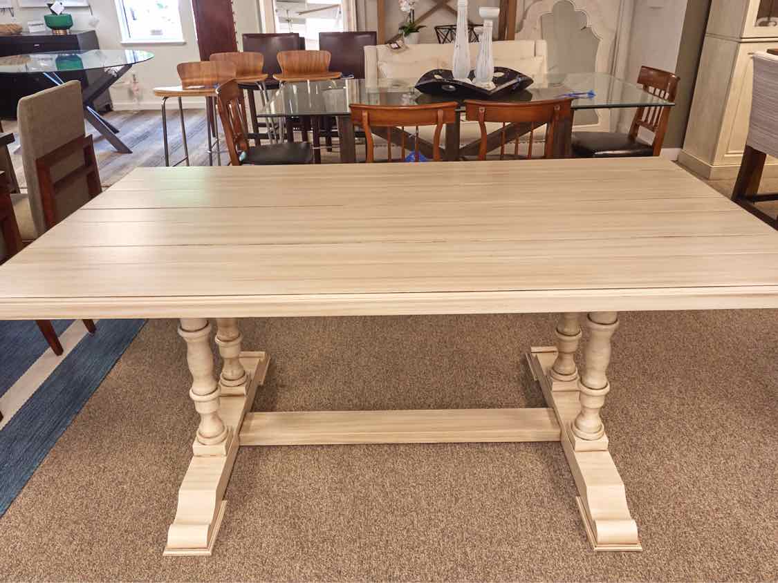 Plank Top Cream Finish Dining Table