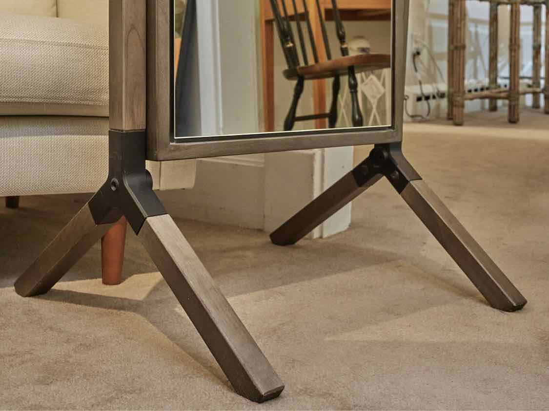 Crate & Barrel Standing Cheval Mirror In Pewter Gray Finish
