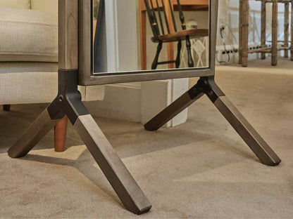 Crate & Barrel Standing Cheval Mirror In Pewter Gray Finish