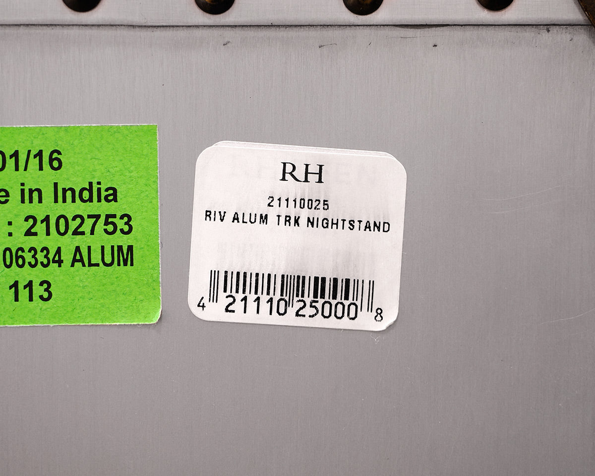 Pair of Restoration Hardware Aluminum Wrapped Nightstands