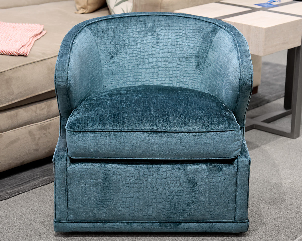 Blue Green Velvet Swivel Chair