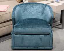 Blue Green Velvet Swivel Chair