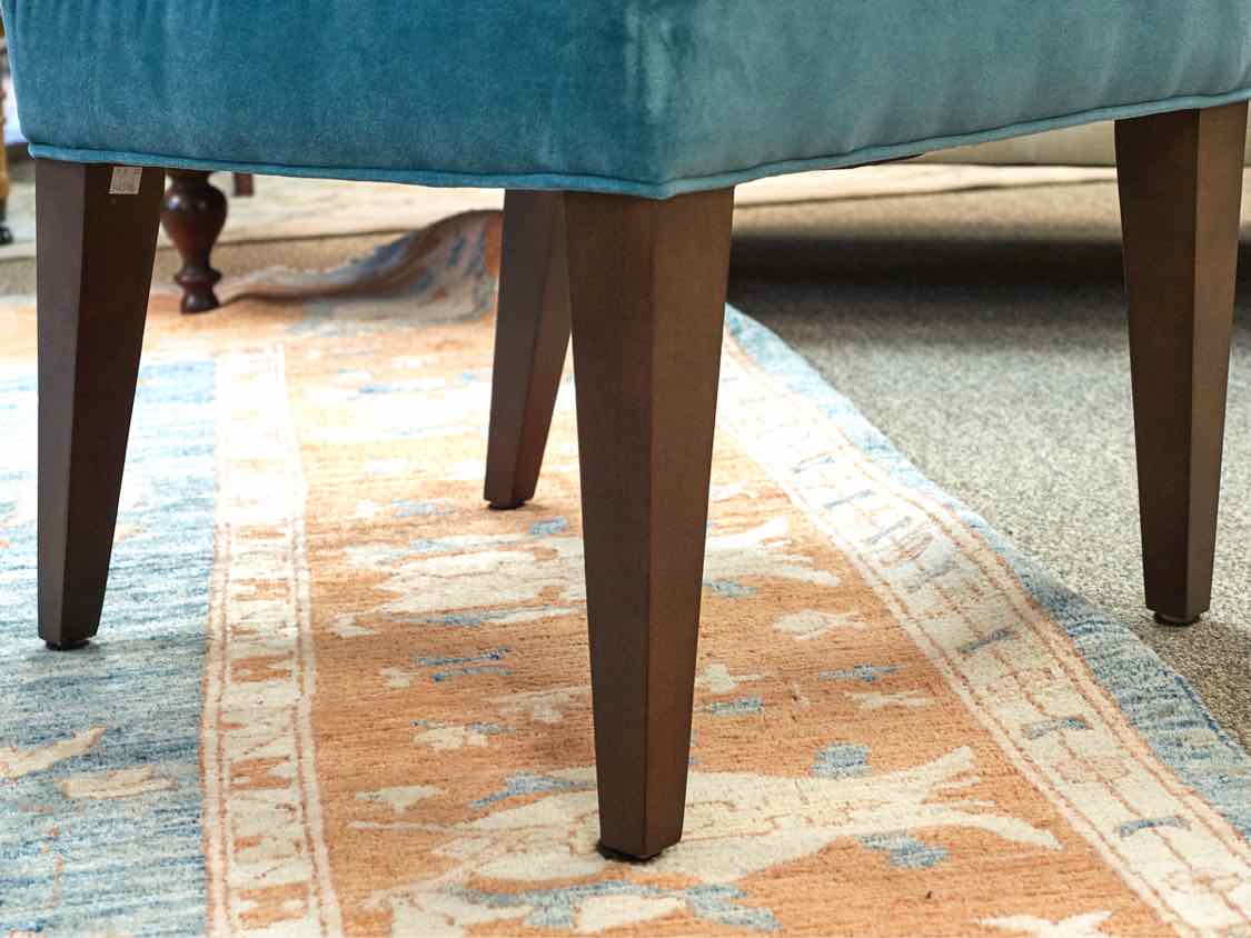 Set of 8 Lee Aqua  Blue Performance Fabric  Dining Side Chairs