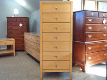 Baronet Lingerie Chest in Maple with Glass Top & Brushed Nickel Pulls