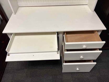 White Beadboard Desk with Hutch