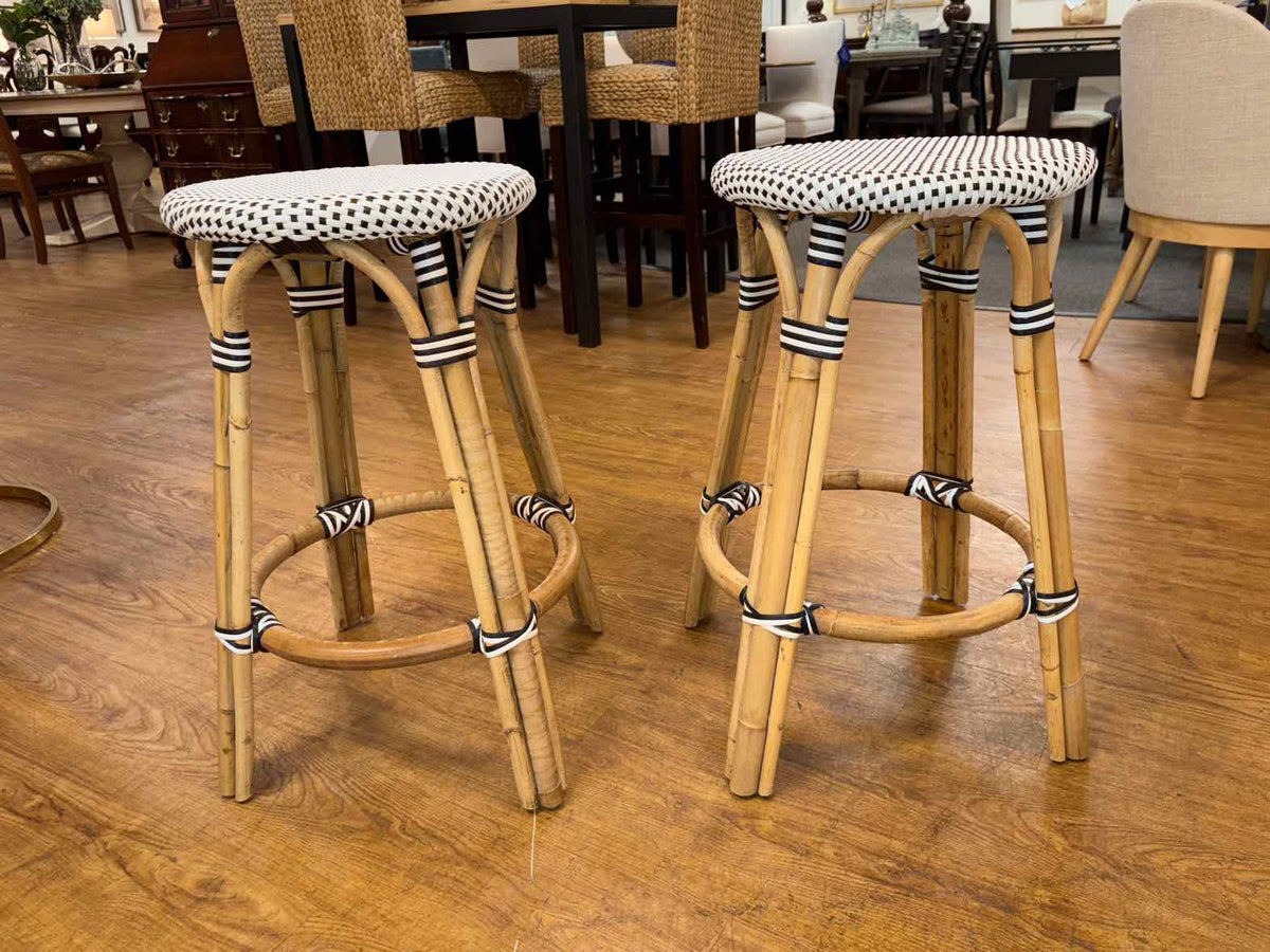 Pair of Serena & Lily 'Riviera' Backless  Counter Stools