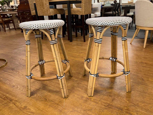Pair of Serena & Lily 'Riviera' Backless  Counter Stools