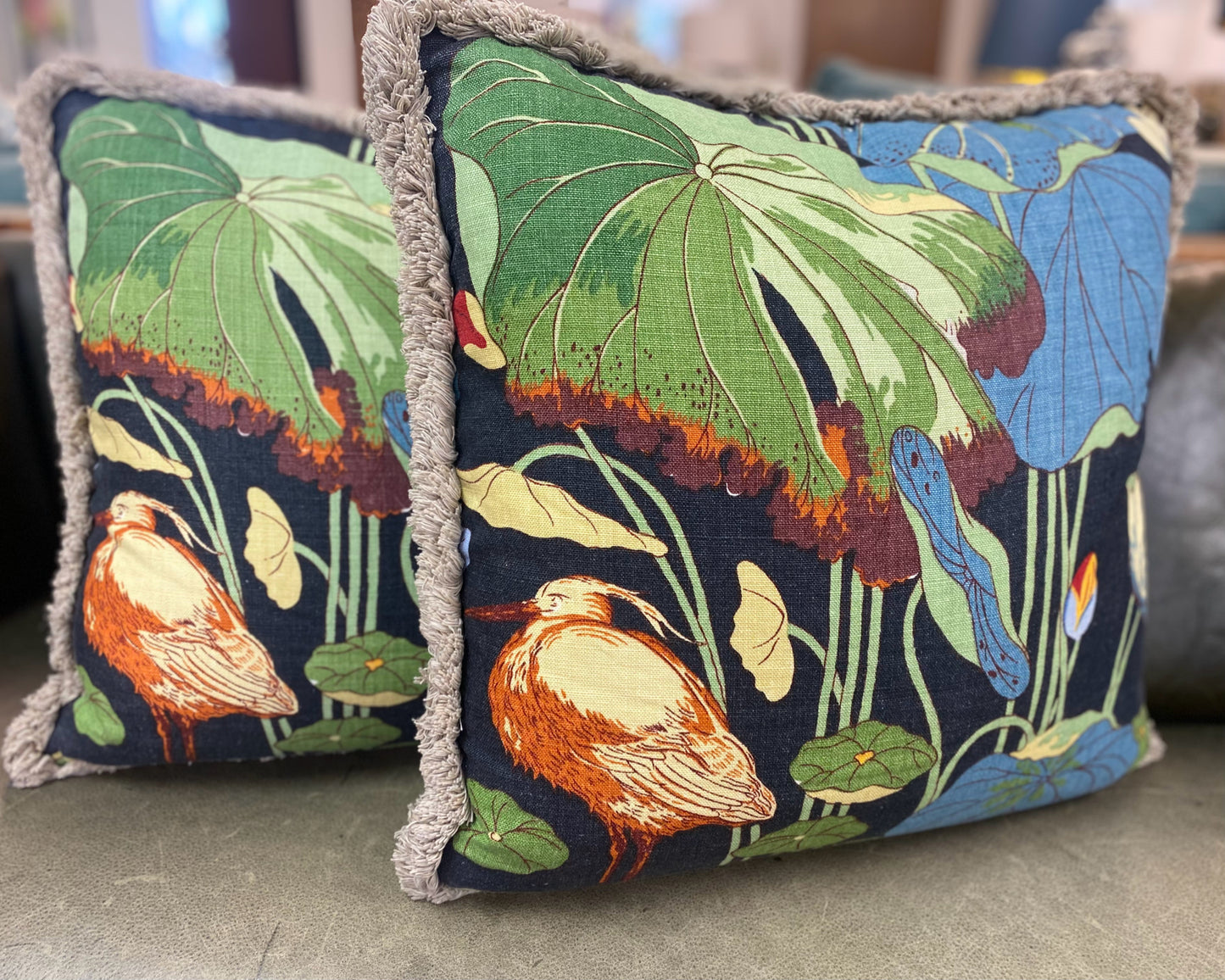 Pair of Lily Pad Design Accent Pillows