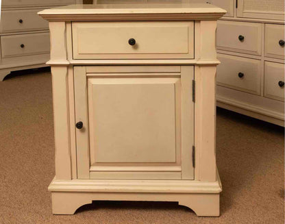 Ivory 1 Drawer & 1 Interchangeable Cane/Wood Panel Door Nightstand