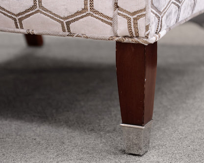 Geometric Patterned Sloped Arm Chair and Matching Ottoman