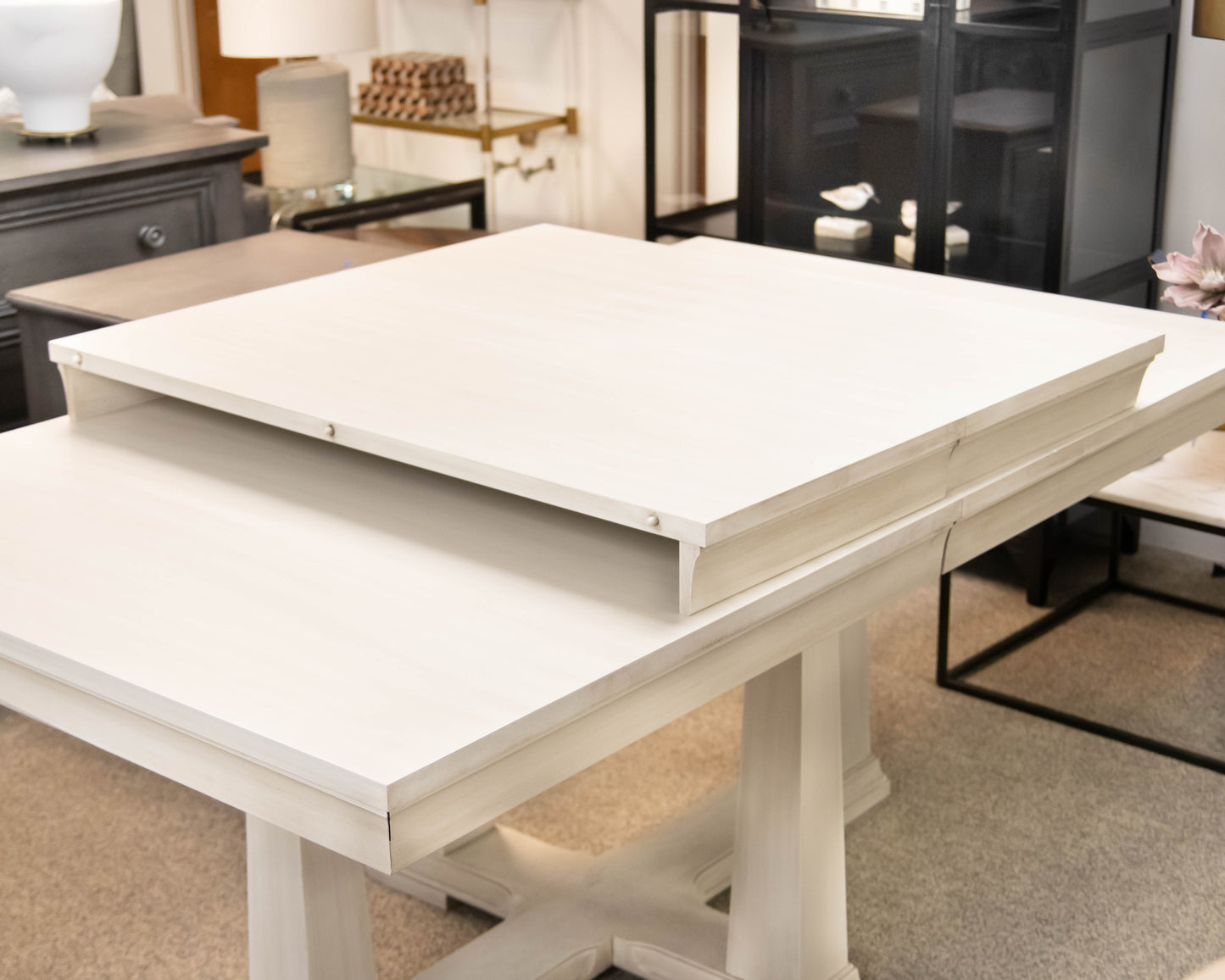 Gat Creek Latham 72" Pedestal Table with Leaves in Hand Glazed Parchment Finish