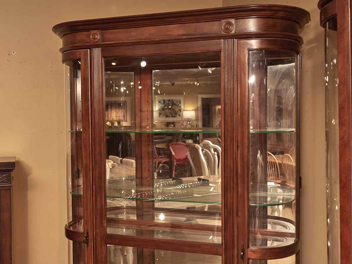 Pulaski Cherry Curved Glass 2 Door 5 Glass Shelf  Display Cabinet