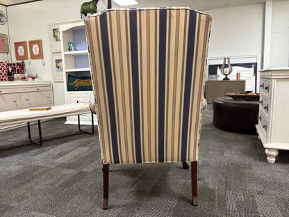 Striped Wingback Chair