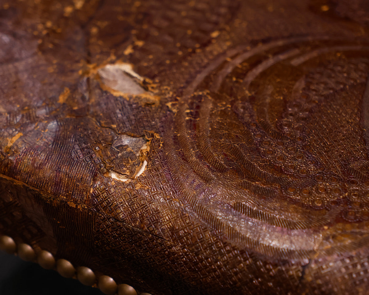 Pair of Leather Embossed Stools
