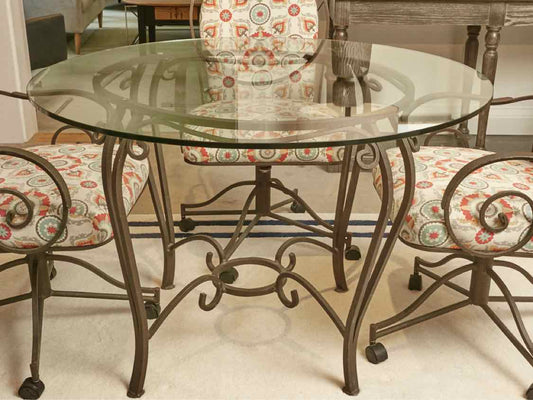 Wrought Iron Scrolled  Round Dining Set