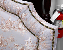 Custom Toile Fabric King Bed