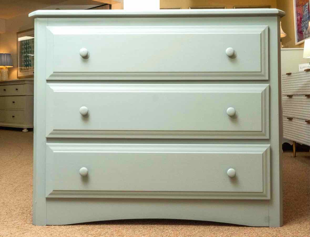Ice Blue Finish 3 Drawer Dresser with Wood Knobs