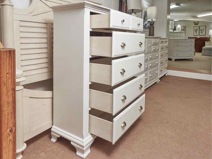 Off White Finsh 5 Drawer Chrome Hardware Chest