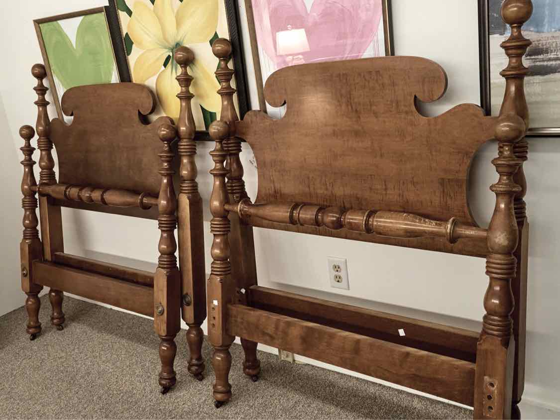 Pair of Maple Cannonball Twin Beds