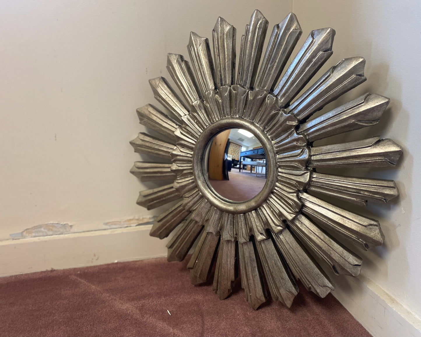 Antiqued Silver Starburst Mirror