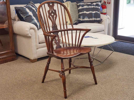 Antique Colonial Solid Oak Arm Chair