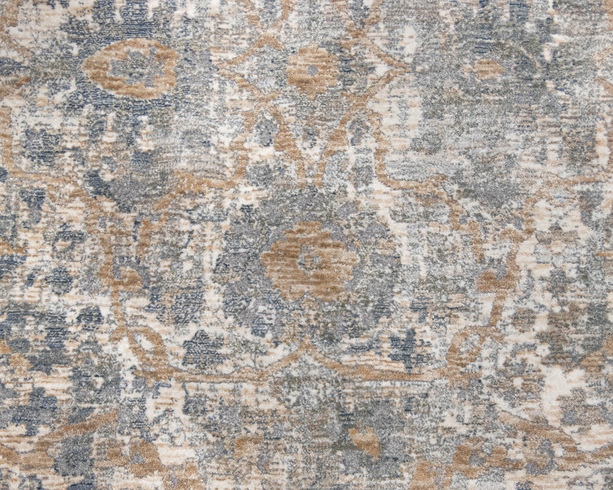 Dalyn Co Low- Pile Distressed Rug In Vintage Medallion Floral Hughs Of Neutrals