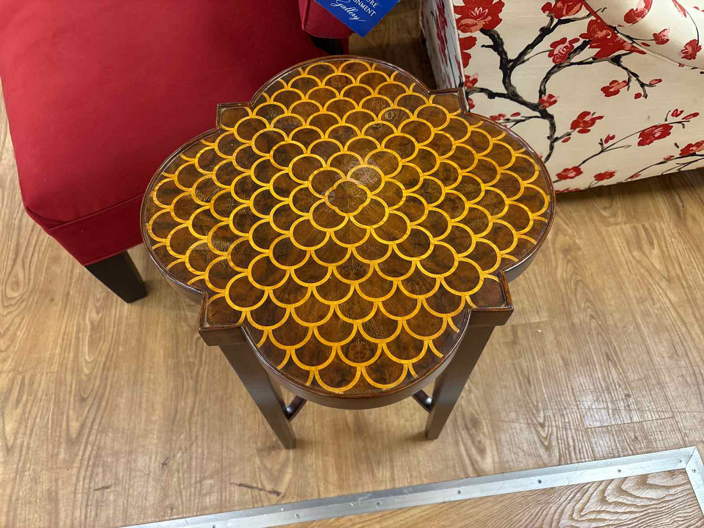 Wooden Quatrefoil Side Table