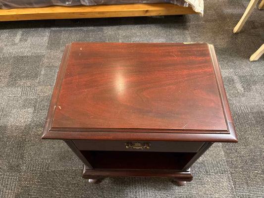 Solid Mahogany Nightstand with Queen Anne Legs