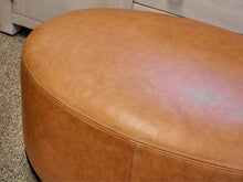 Oval Leather Ottoman
