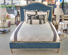 Caracole 'Composition's' Peacock Blue Velvet Upholstered Platform Queen Bed