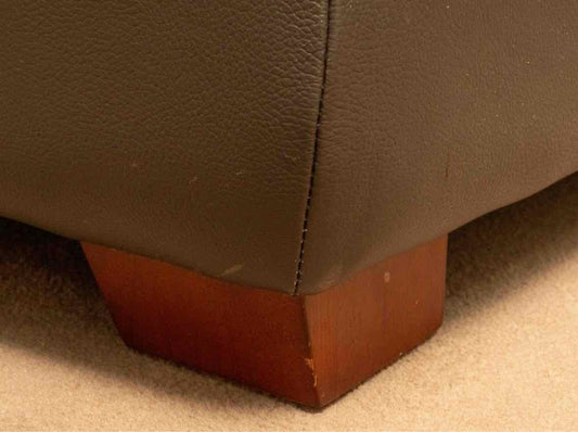Grey Leather Ottoman