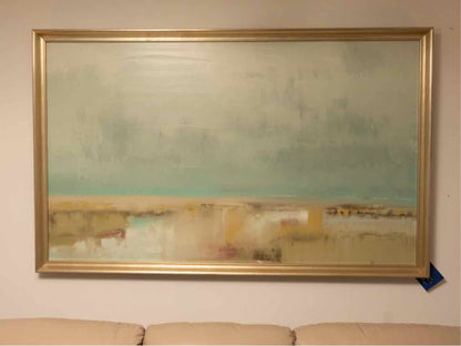 'Midday Marsh' Textured Print On Canvas In Gold Silver Tint Ftame