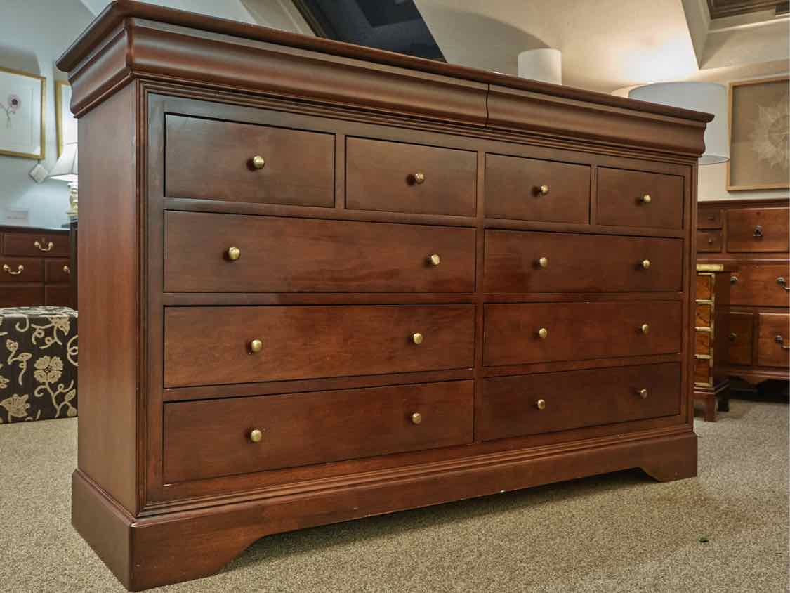 Louis Phillip Style 12 Drawer Dresser with Bronze Finish Knobs