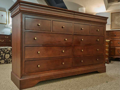 Louis Phillip Style 12 Drawer Dresser with Bronze Finish Knobs