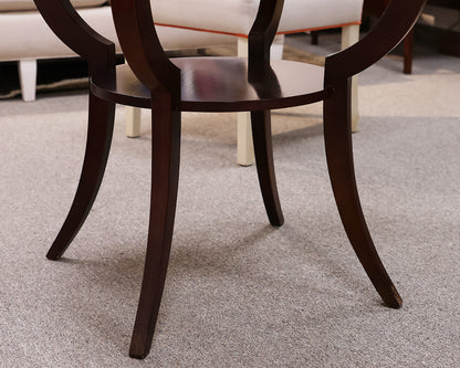 Brown Mahogany Pie Table. One Shelf. Fluted Edge on Top Tier
