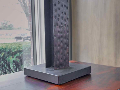 Metal Square Column Table Lamp with Hair-on-Hide Shade