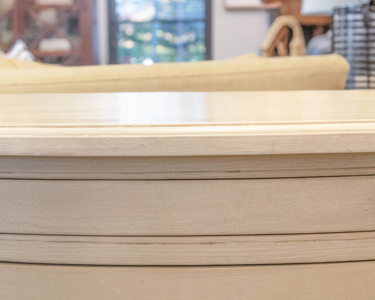 Cream Finish Demilune W/ 2 Doors & 3 Drawers