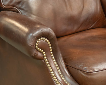 Pair of Bradington Young Chippendale Recliners in Chocolate Brown Leather