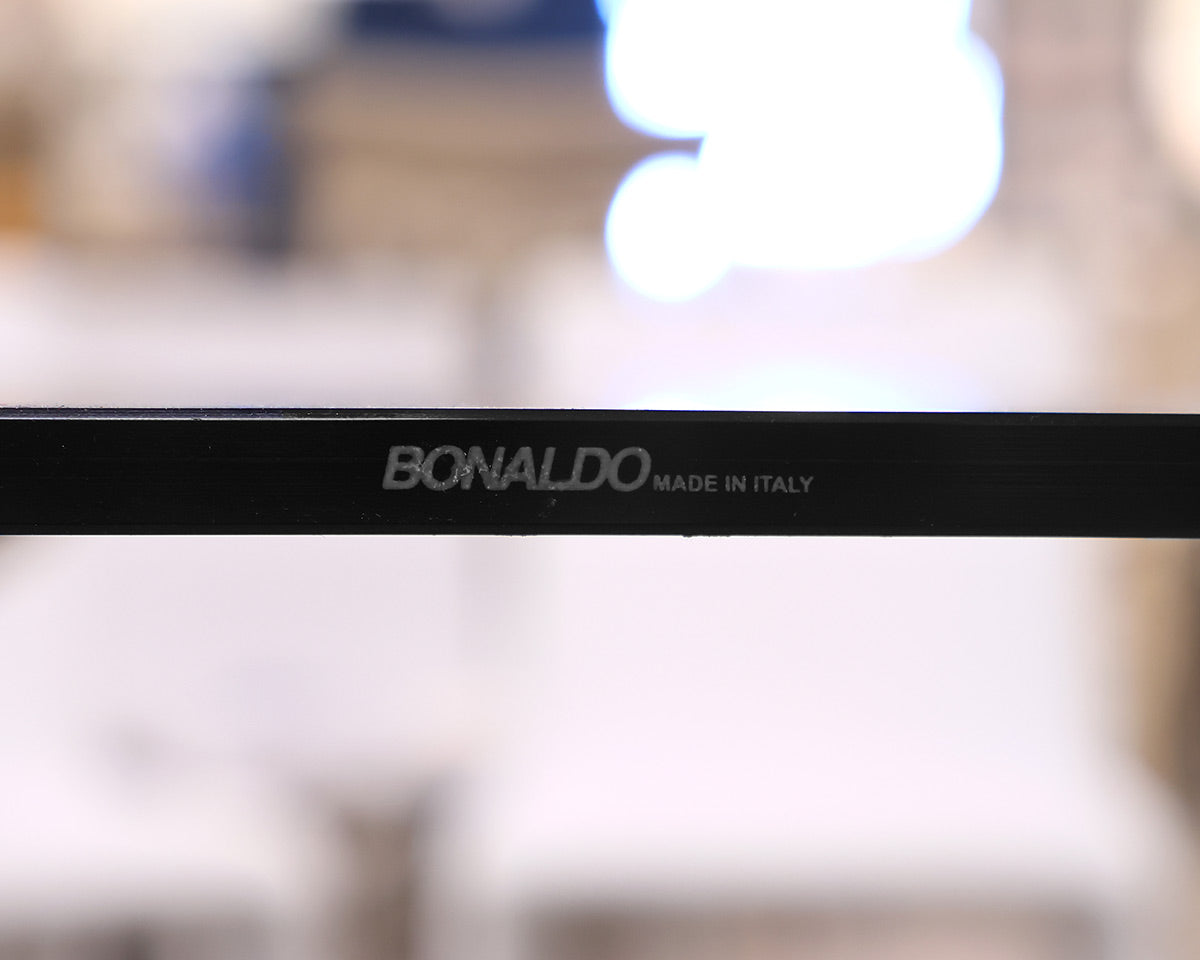 Bonaldo OCTA Dining Table with Black Satin Glass Top on Chrome Web Pedestal